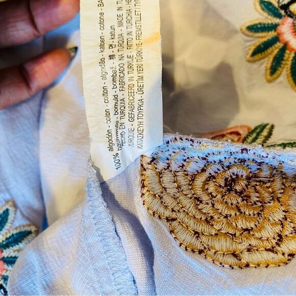 ZARA SS17 SKY BLUE OFF-THE-SHOULDER EMBROIDERED DRESS SIZE LARGE - Picture 8 of 9